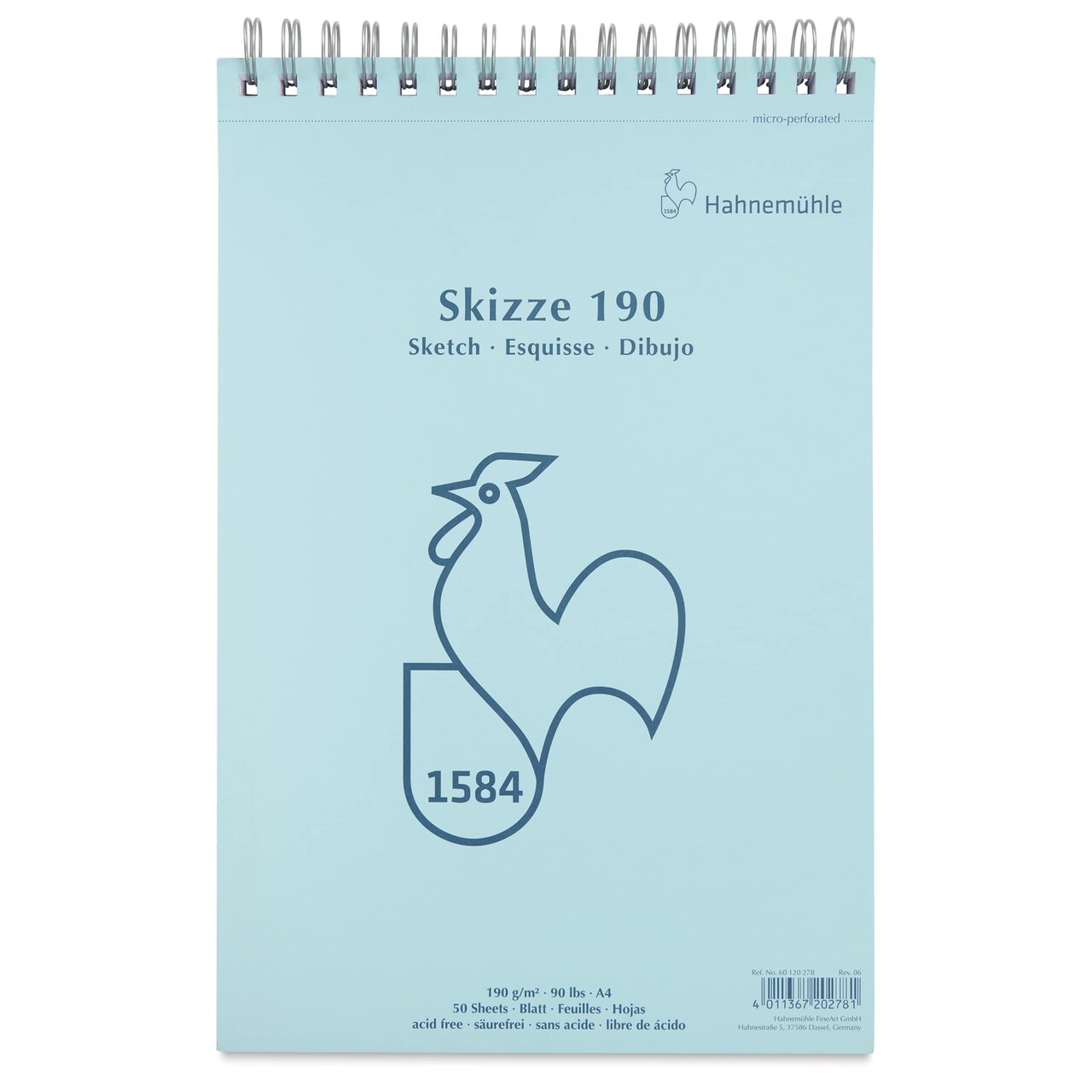 Hahnemühle Skizze Spiral-Bound Sketch Pad - 8.27" x 11.69", 50 Sheets, 190 gsm